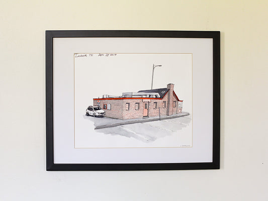 Pink Drive Thru Original Art Framed