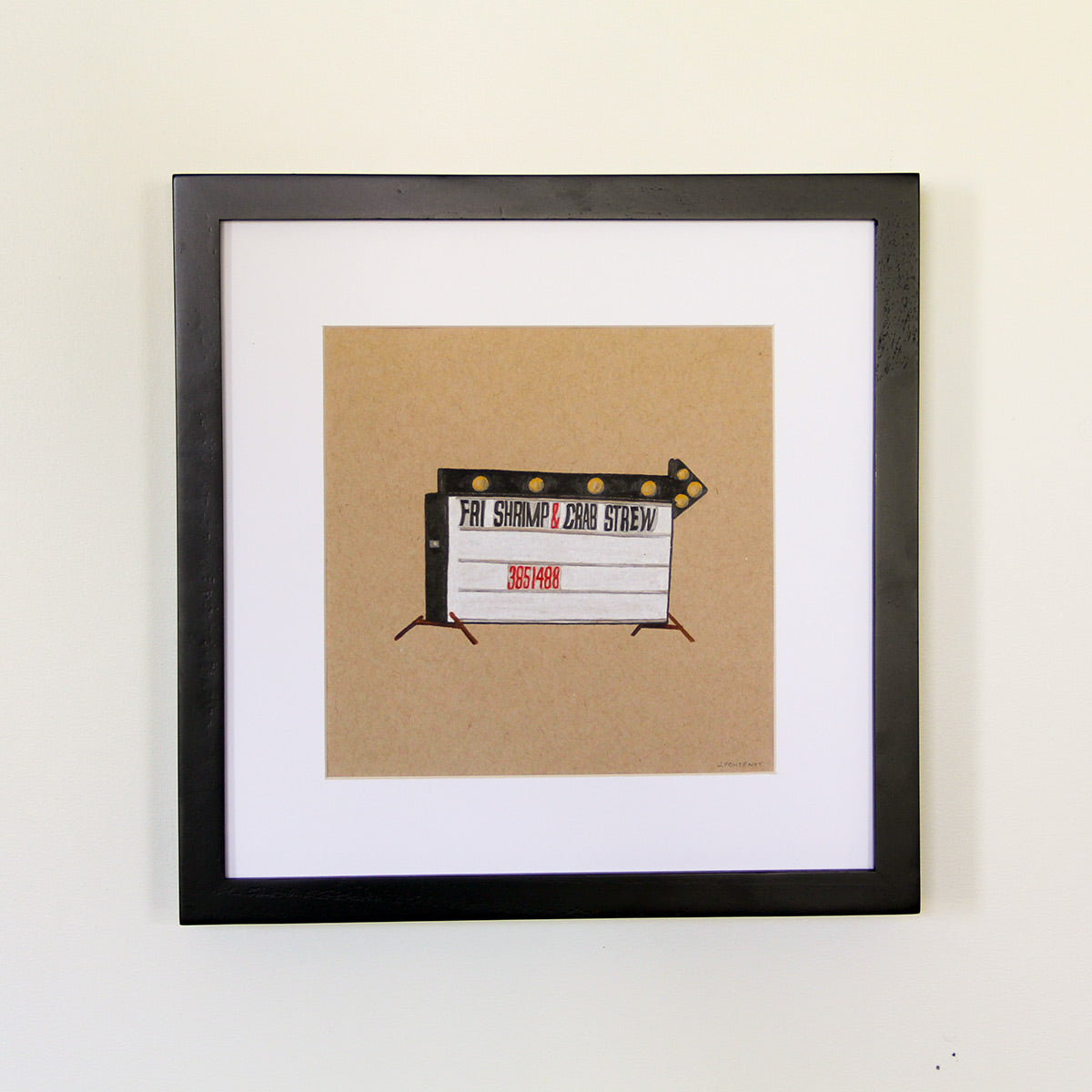 Shrimp Stew Sign Original Art Framed