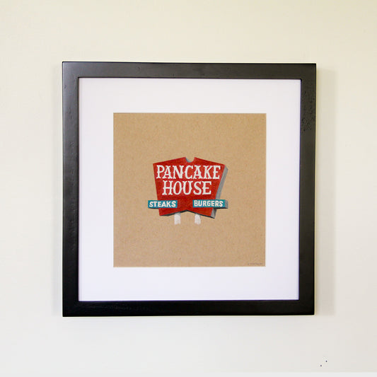 Pancake House Sign Original Art Framed