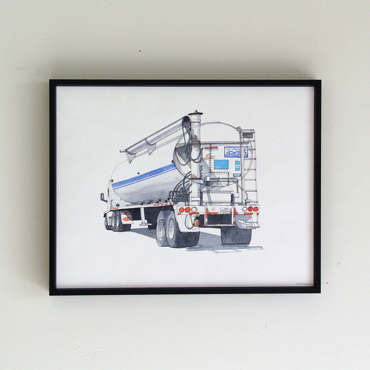 Truck #10 White Tank Watercolor Original Art Framed