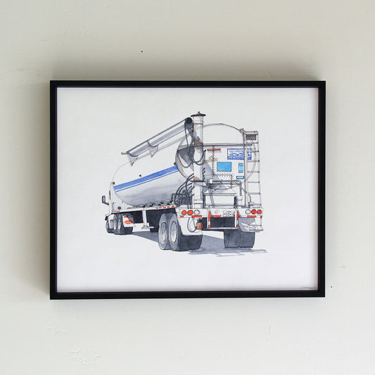 Truck #10 White Tank Watercolor Original Art Framed