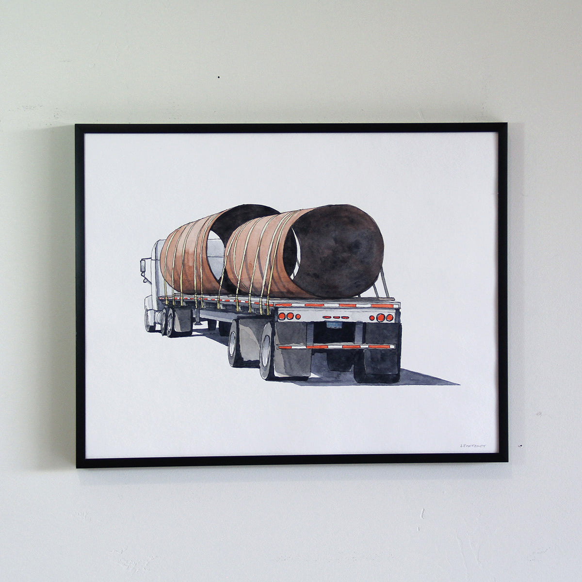 Truck #15 Pipes Watercolor Original Art Framed