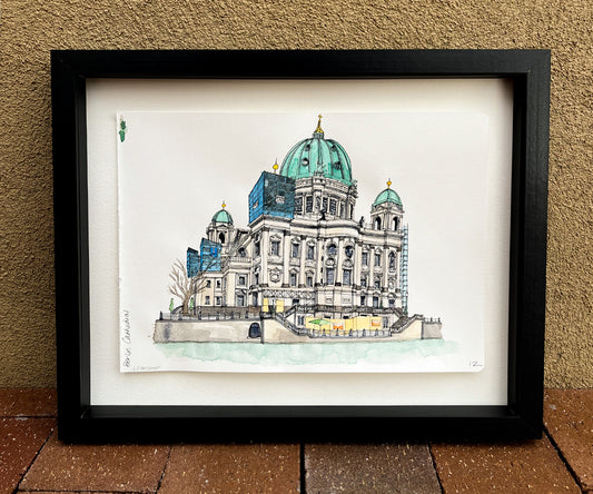 Berlin Cathedral Watercolor Original Art Framed