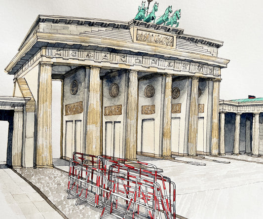 Brandenburg Gate in Berlin Watercolor Original Art Framed