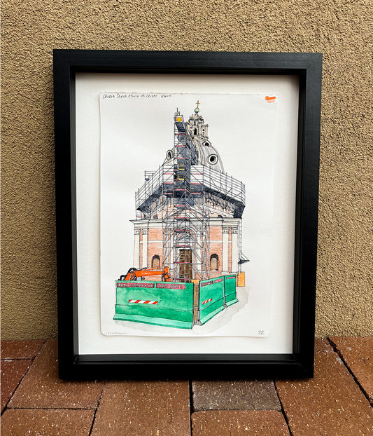 Church in Rome Watercolor Original Art Framed