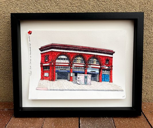 Tufnell Park Underground London Watercolor Original Art Framed