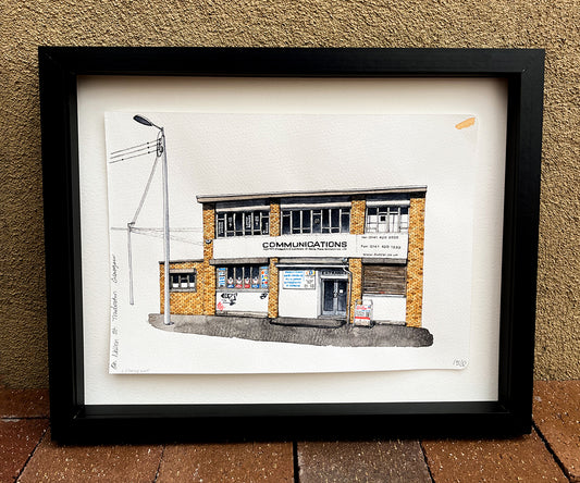 Glasgow Tradeston Shop Watercolor Original Art Framed