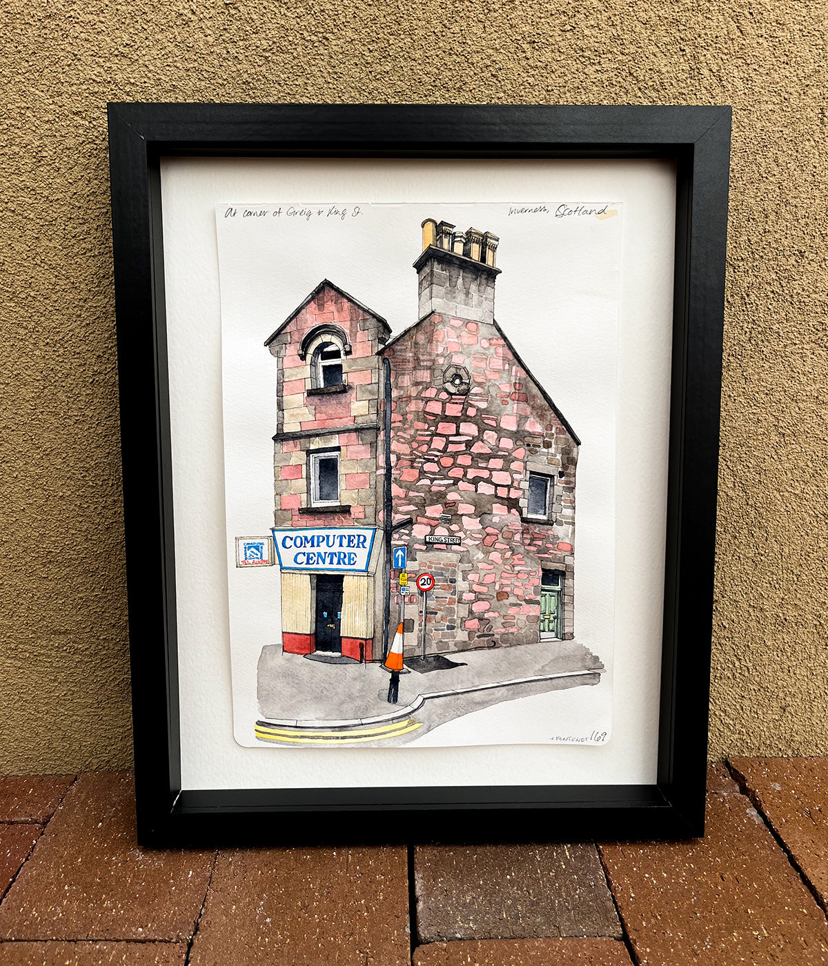 Computer Centre Scotland Watercolor Original Art Framed