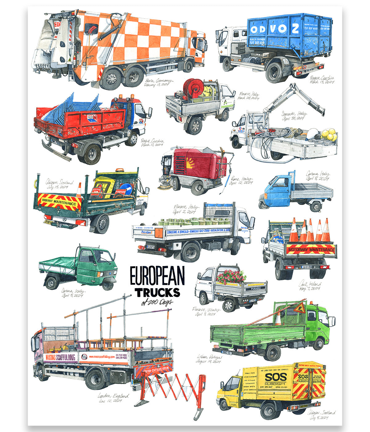 European Trucks Art Poster Print