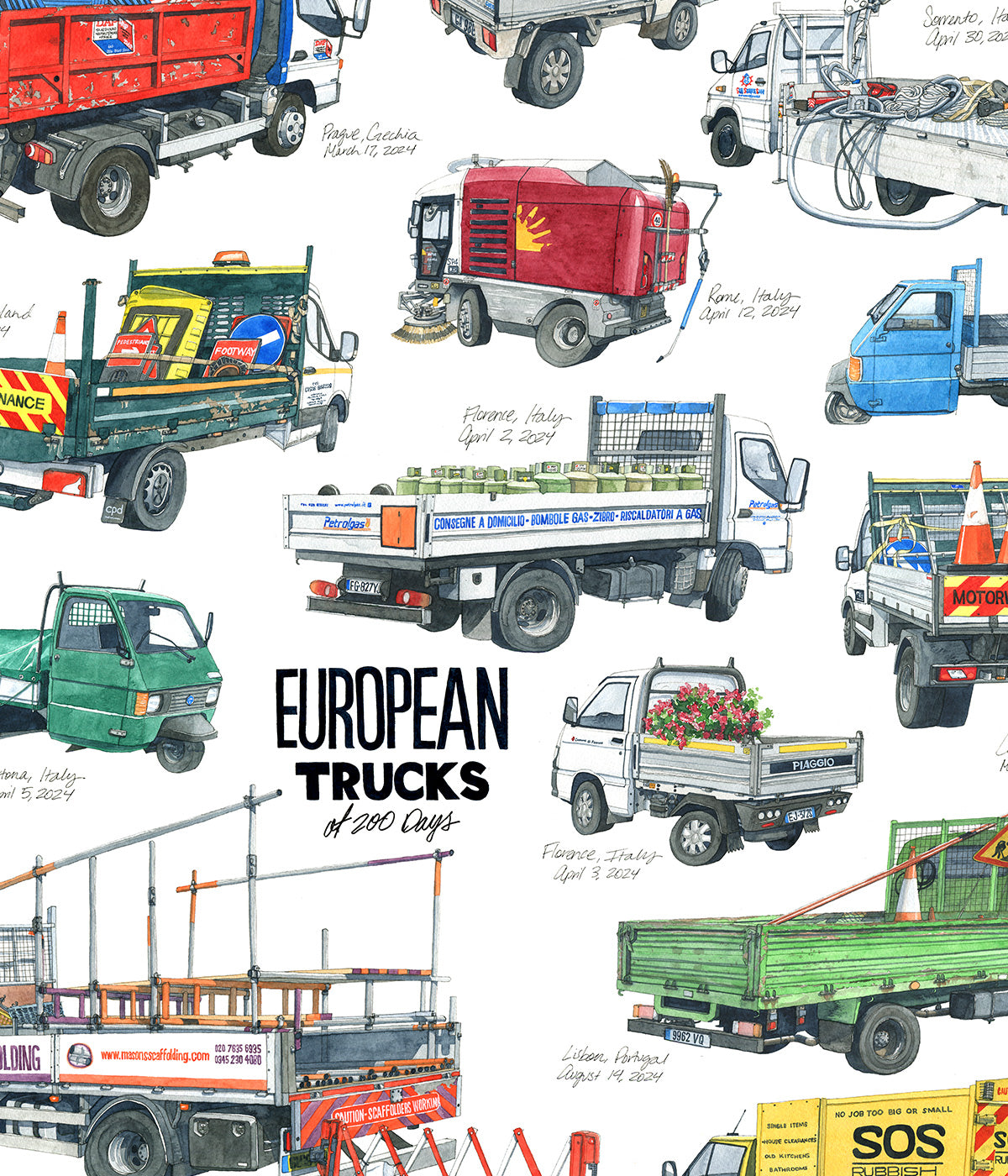 European Trucks Art Poster Print