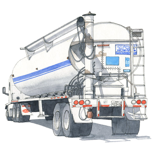 Truck #10 White Tank Watercolor Original Art Framed