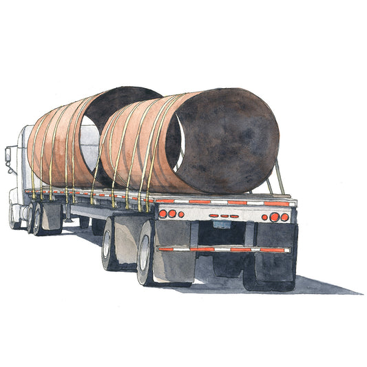 Truck #15 Pipes Watercolor Original Art Framed