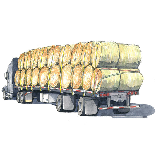 Truck #20 Hay Bales Watercolor Original Art Framed